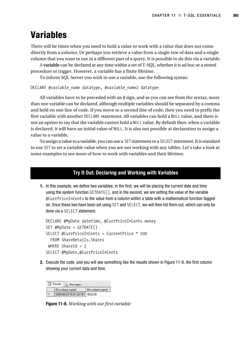 image for page Stored procedures