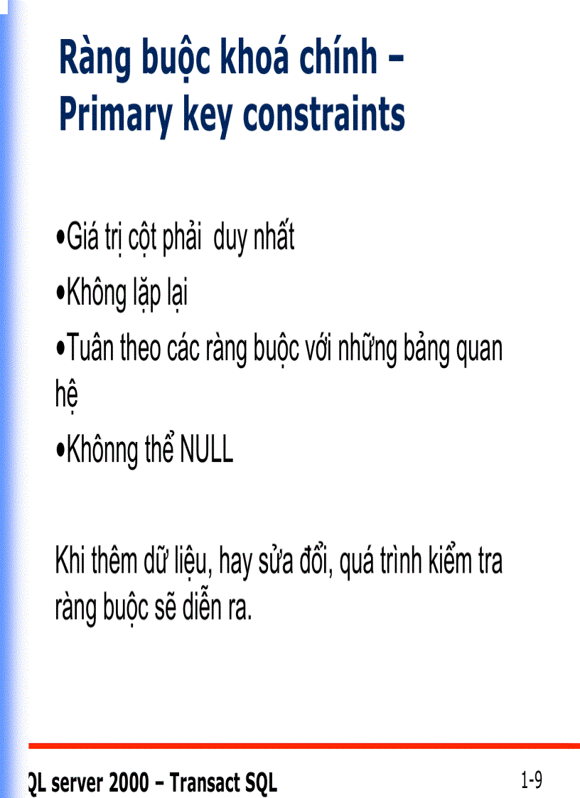 image for page Khoá và Ràng buộc dữ liệu