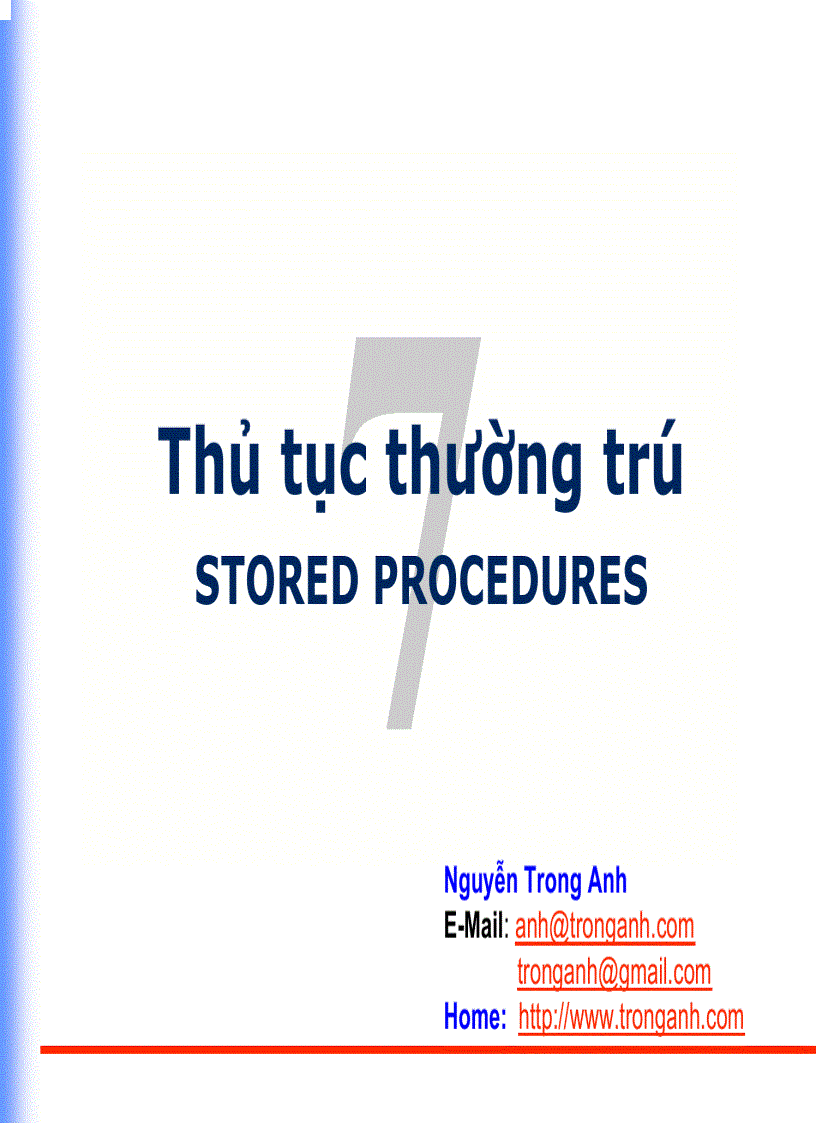 image for page Thủtục thường trú STORED PROCEDURES
