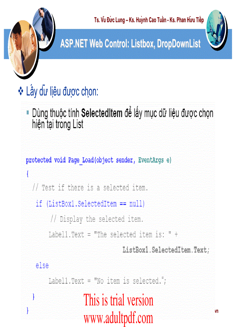 image for page ASP NET Web Control Listbox DropDownList