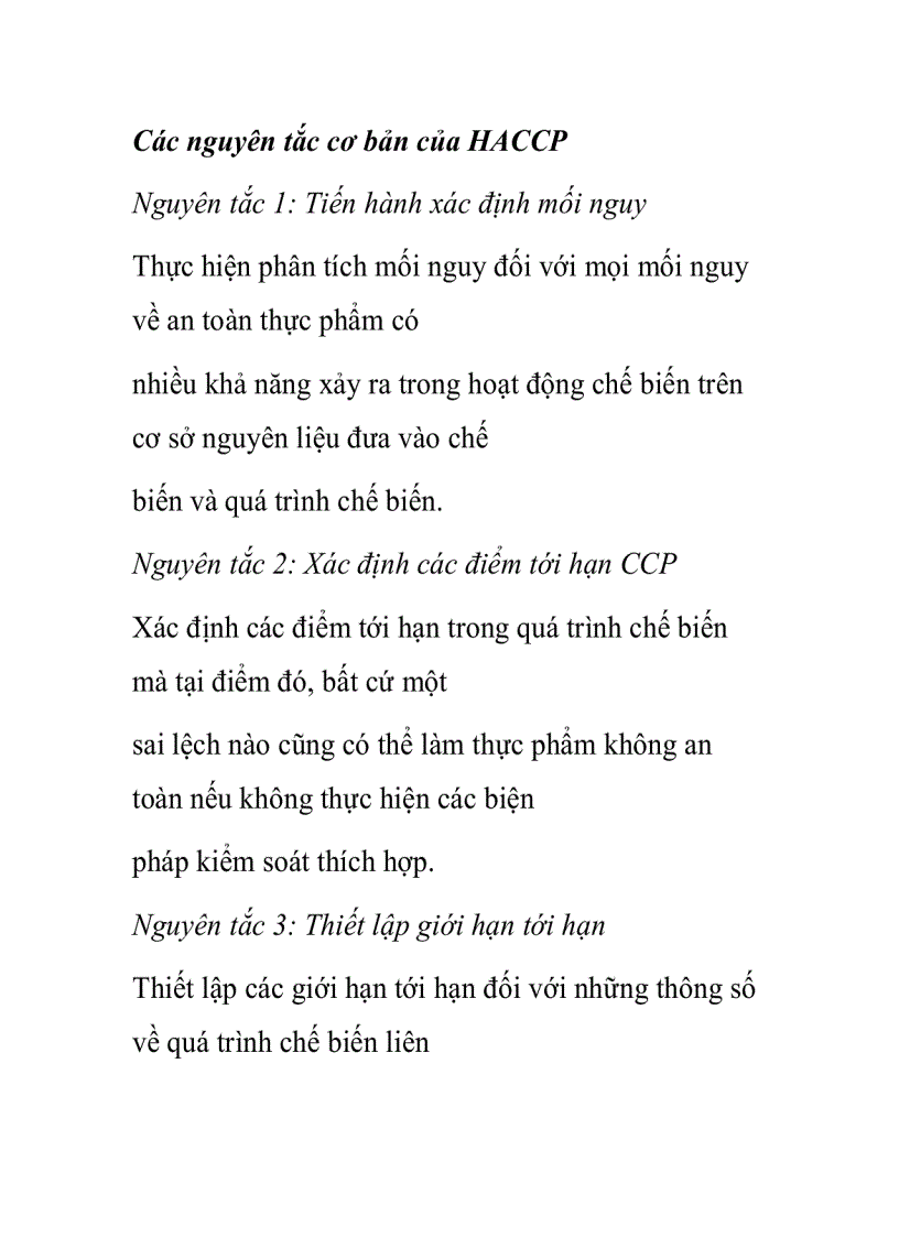 image for page Các nguyên tắc cơ bản của HACCP