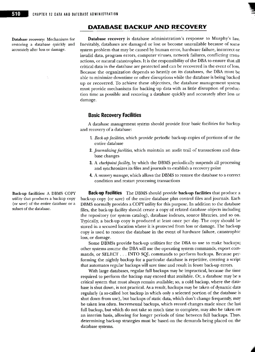 image for page Data and database administration