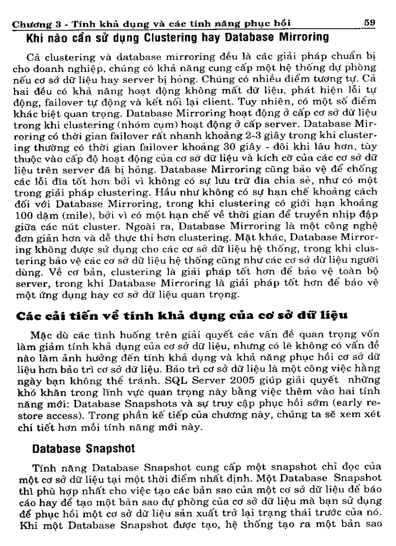 image for page Tính khả dụng và các tính năng phục hồi