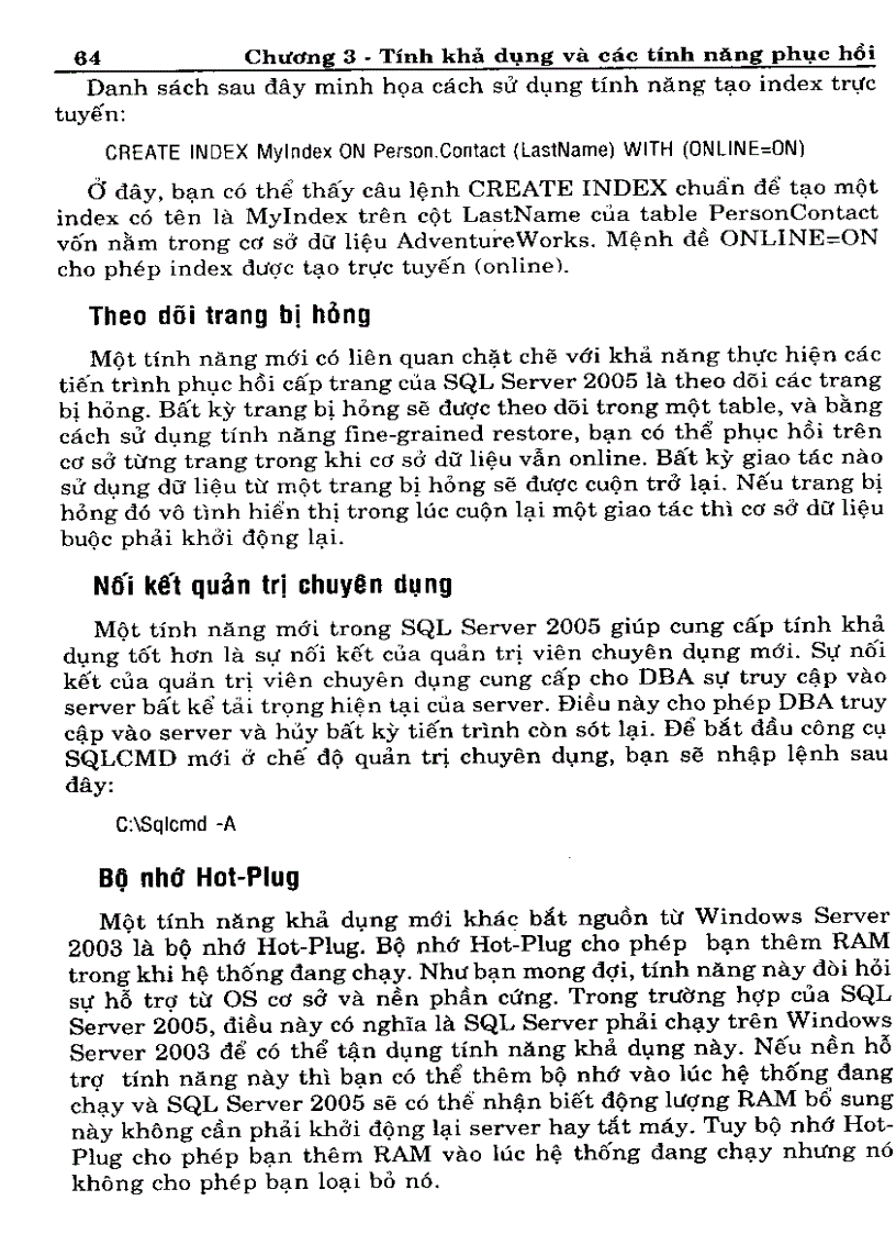 image for page Tính khả dụng và các tính năng phục hồi