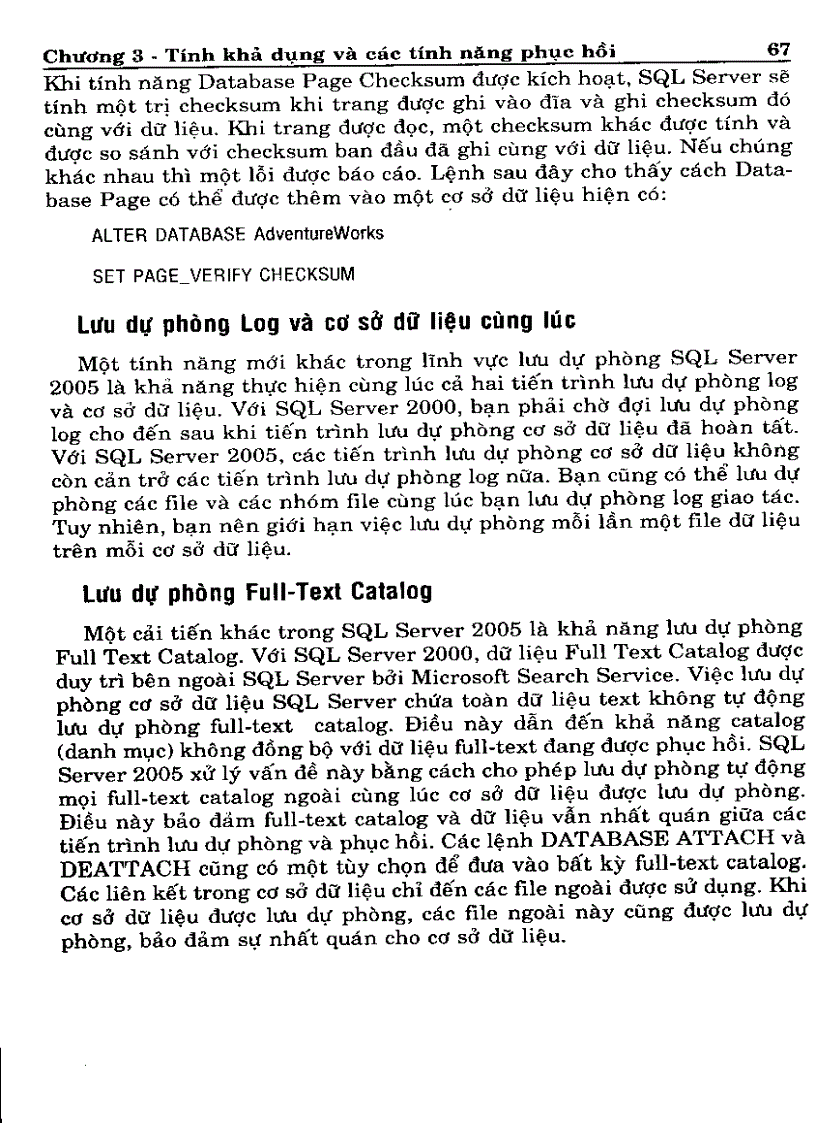 image for page Tính khả dụng và các tính năng phục hồi