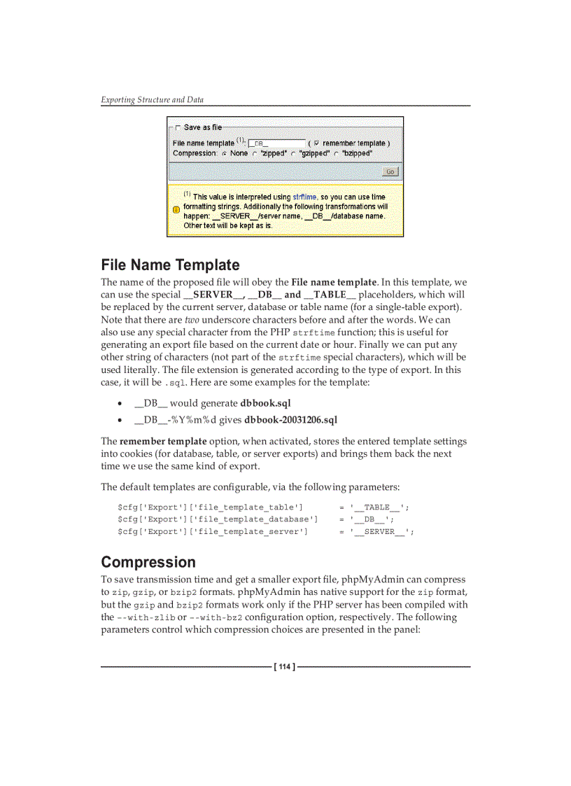 image for page Exporting Structure and Data