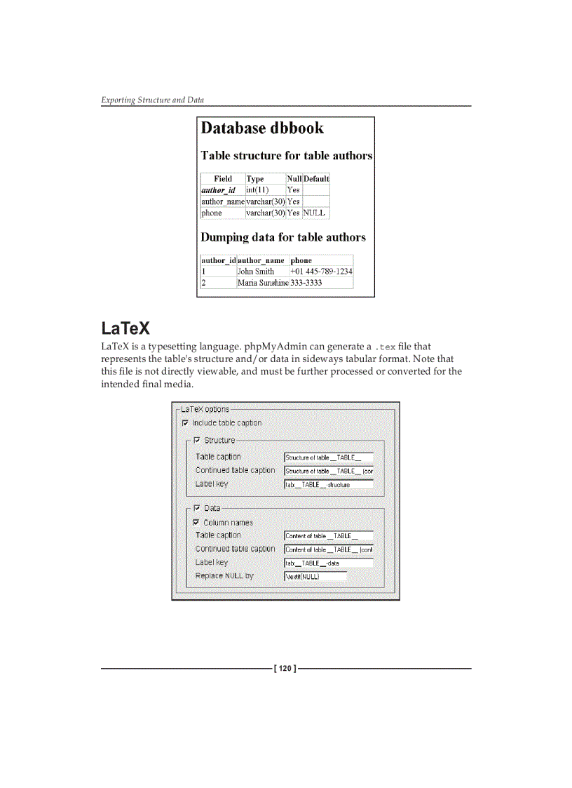 image for page Exporting Structure and Data