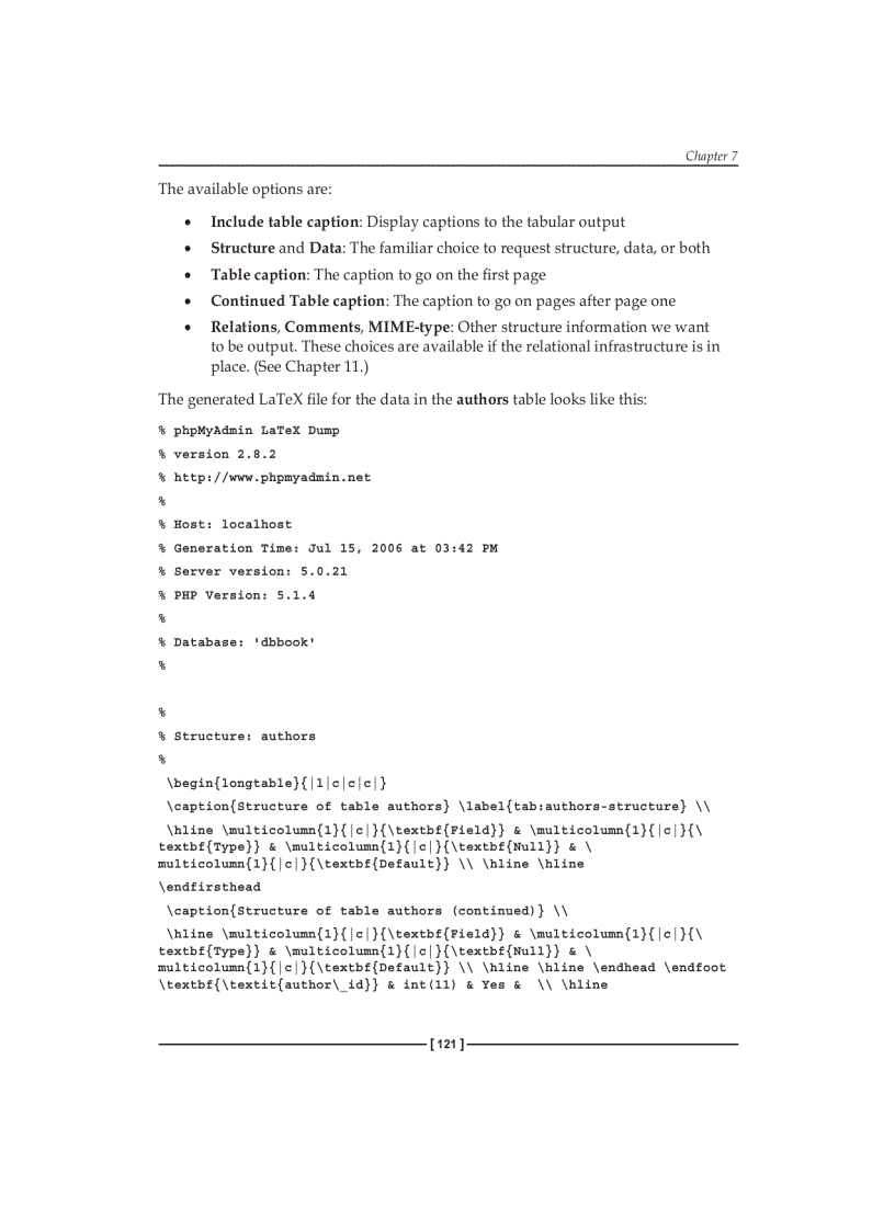 image for page Exporting Structure and Data