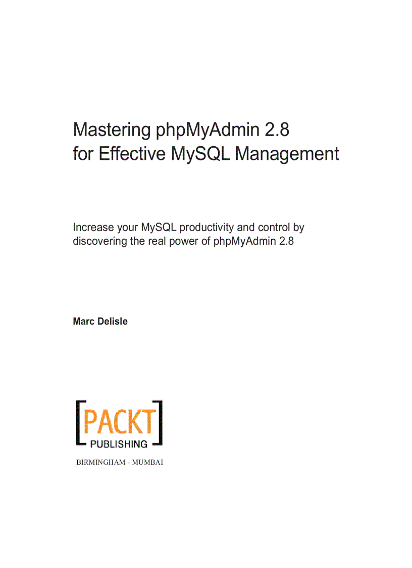 image for page Mastering phpMyAdmin 2 8 for Effective MySQL Management