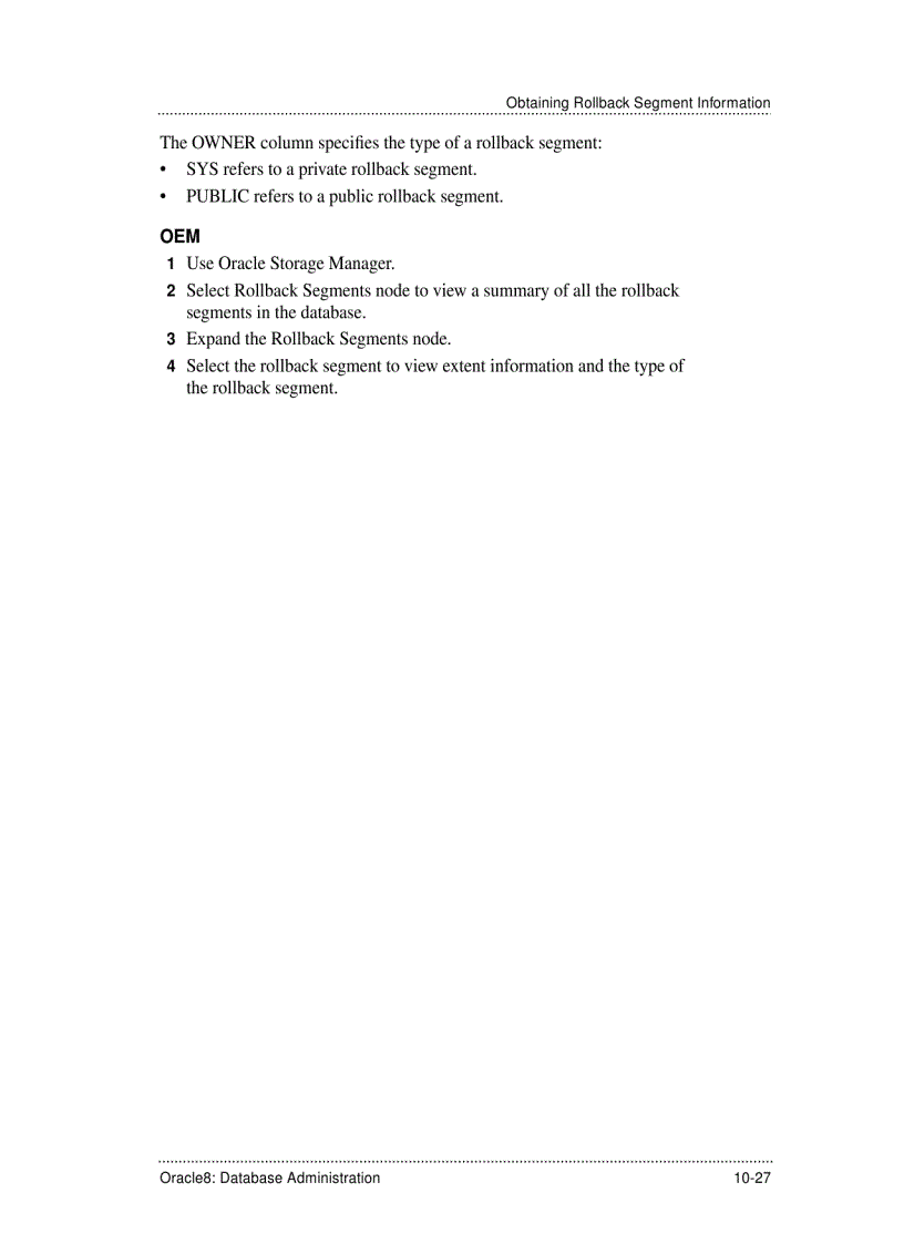 image for page Obtaining Rollback Segment Information