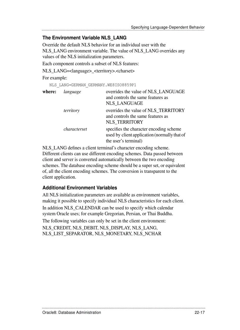 image for page Choosing a Database and a National Character Set