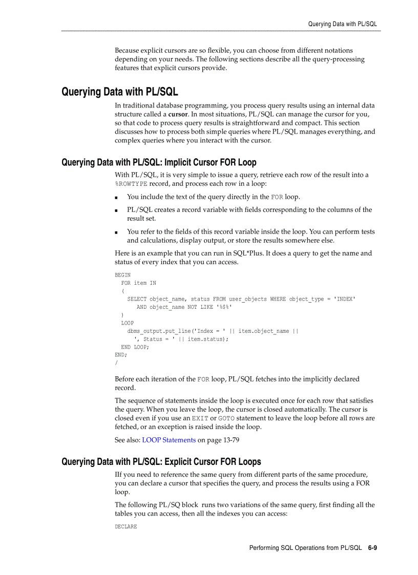 image for page Issuing Queries from PL SQL