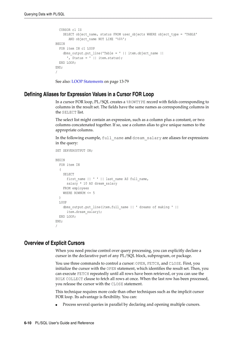 image for page Issuing Queries from PL SQL