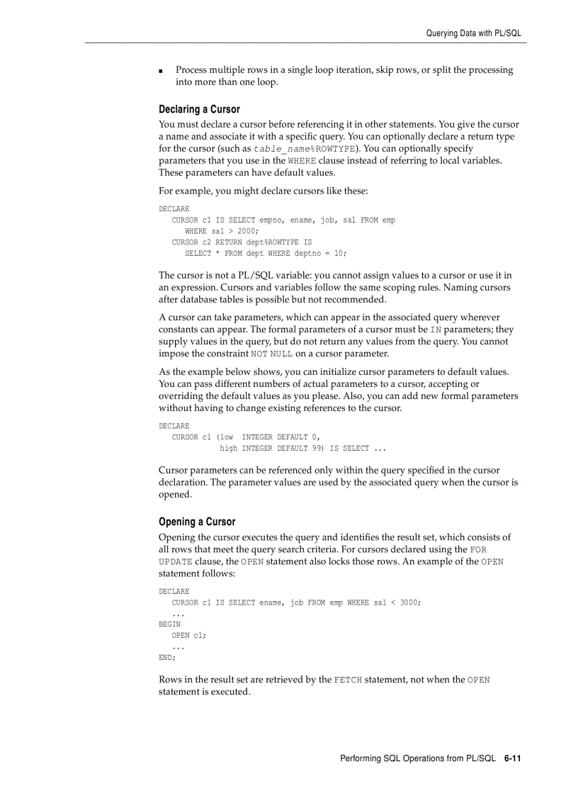 Issuing Queries from PL SQL