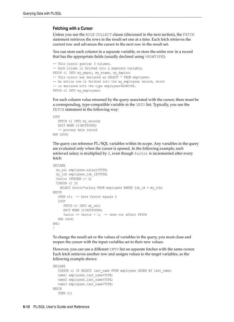 image for page Issuing Queries from PL SQL