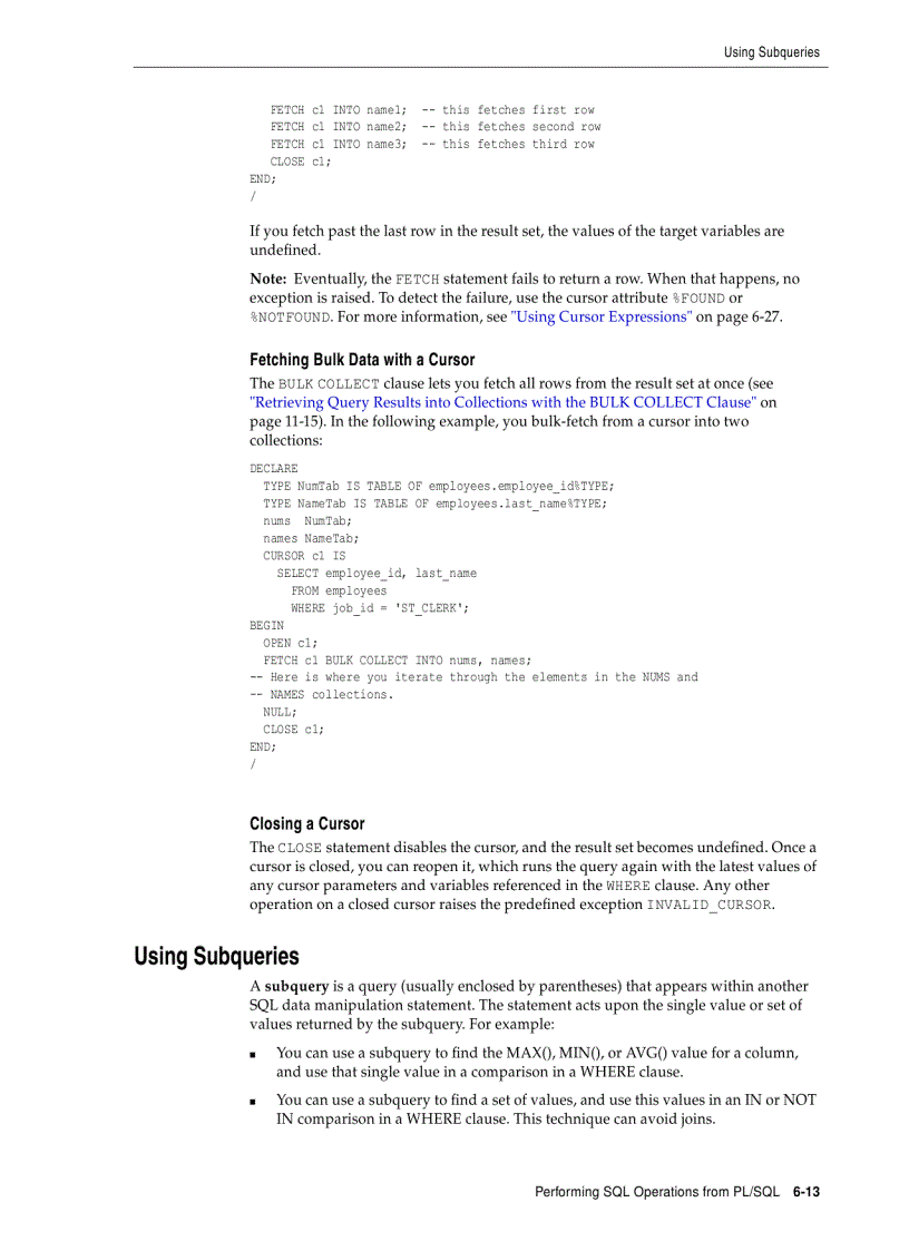 image for page Issuing Queries from PL SQL
