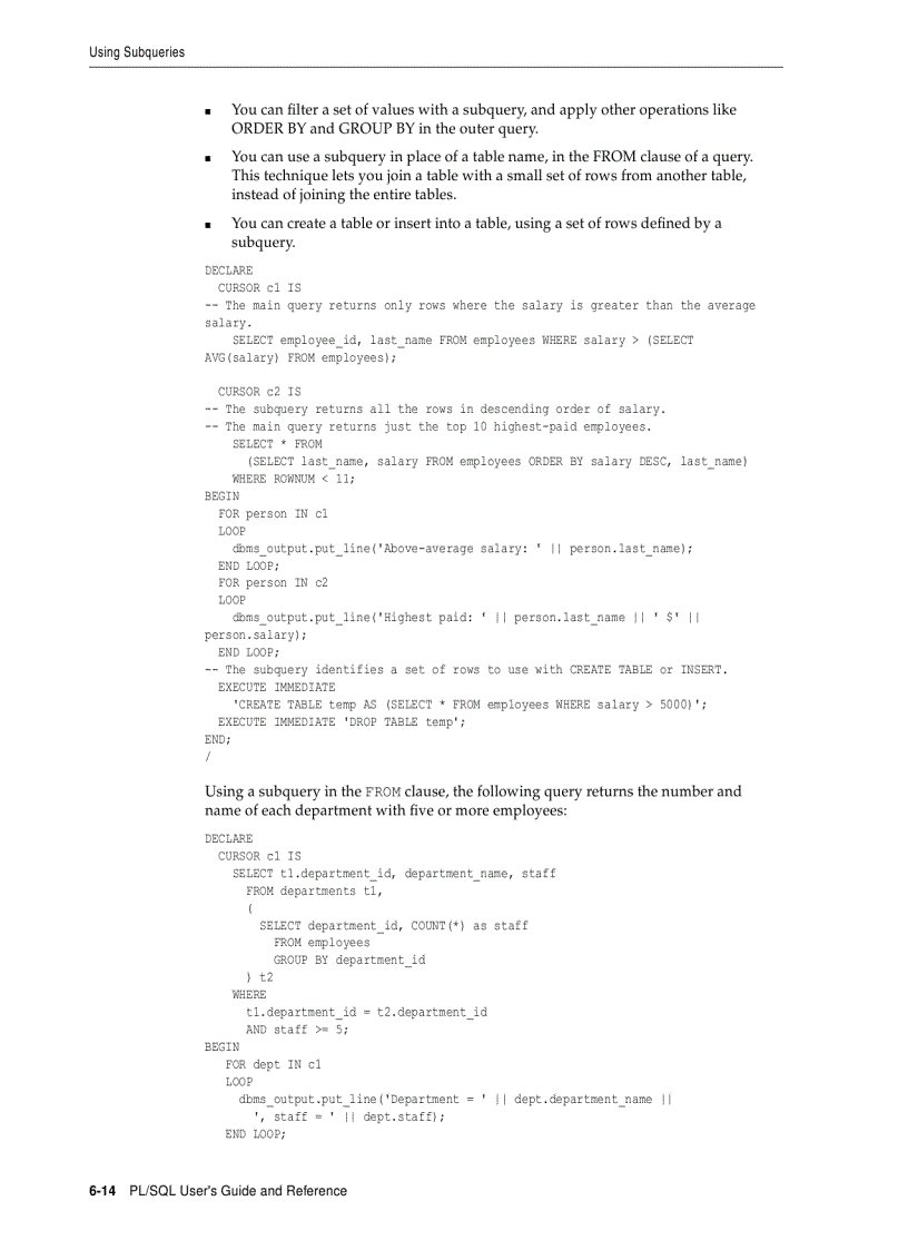 image for page Issuing Queries from PL SQL