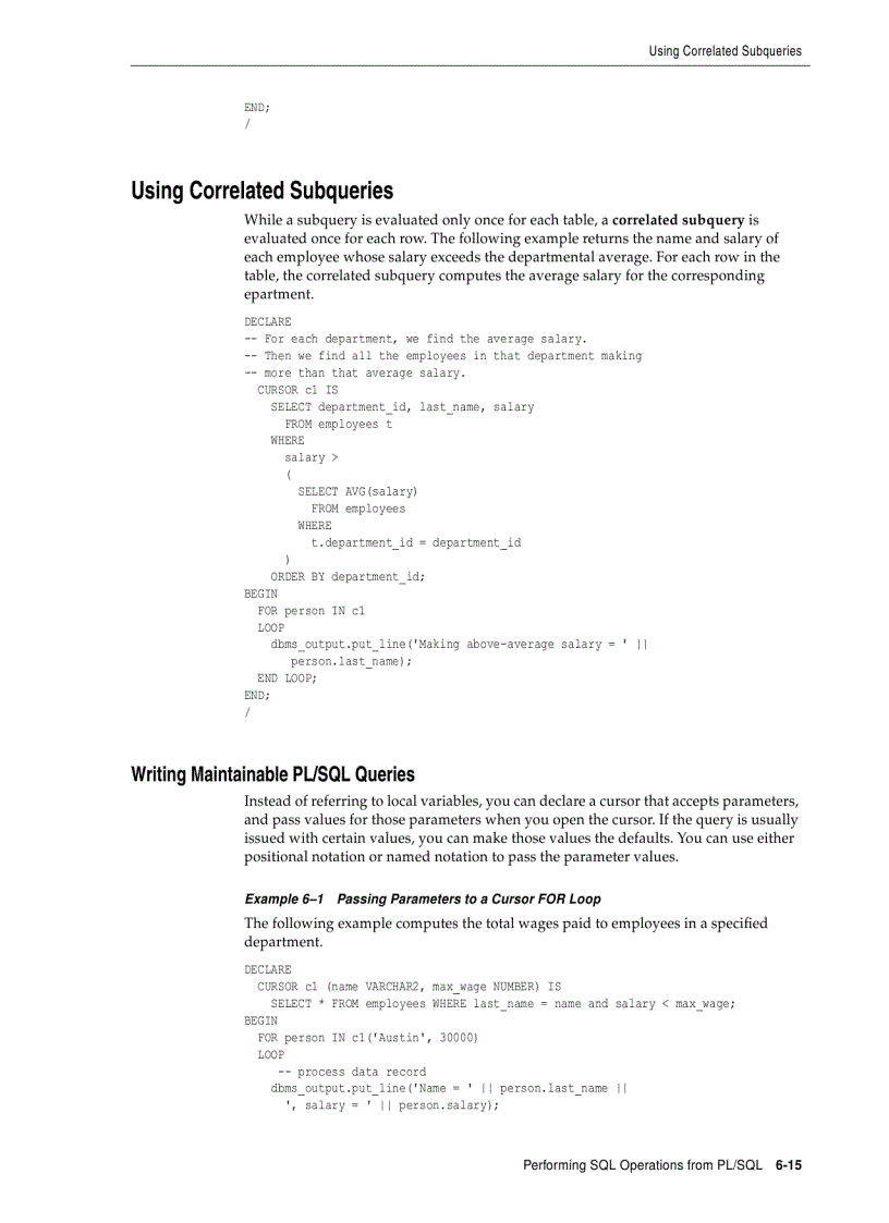 image for page Issuing Queries from PL SQL