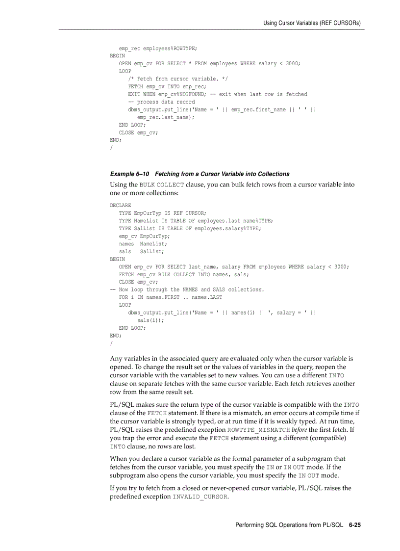 image for page Issuing Queries from PL SQL