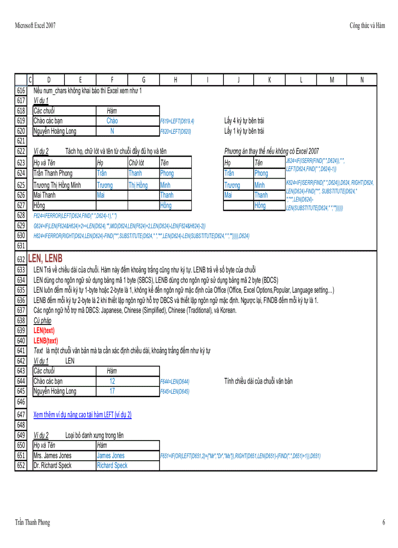 THƯ VIỆN HÀM EXCEL Hàm văn bản