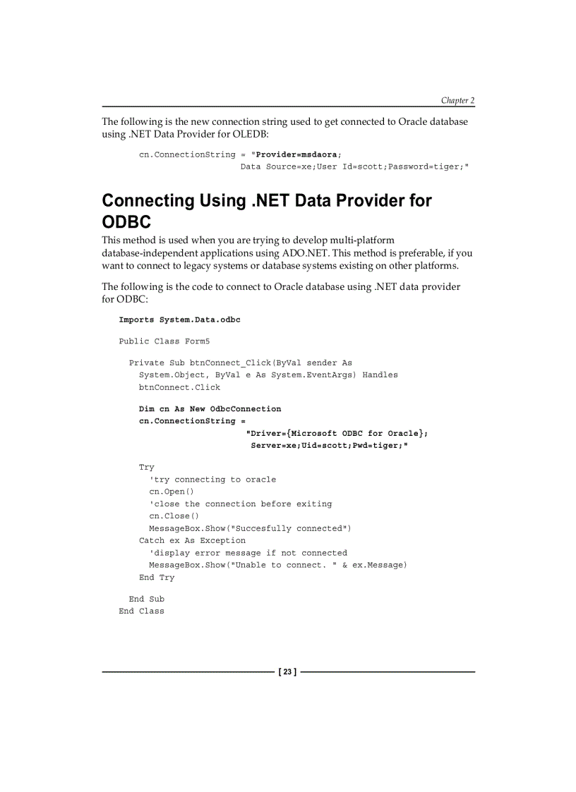 image for page Connecting to Oracle