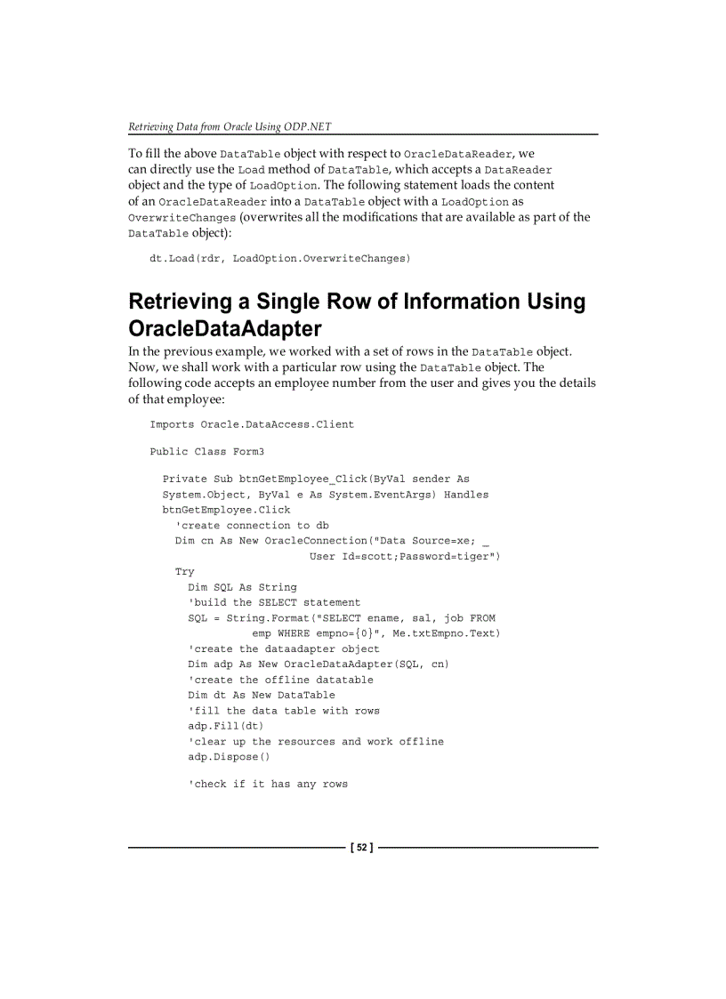 image for page Retrieving Data from Oracle Using ODP NET