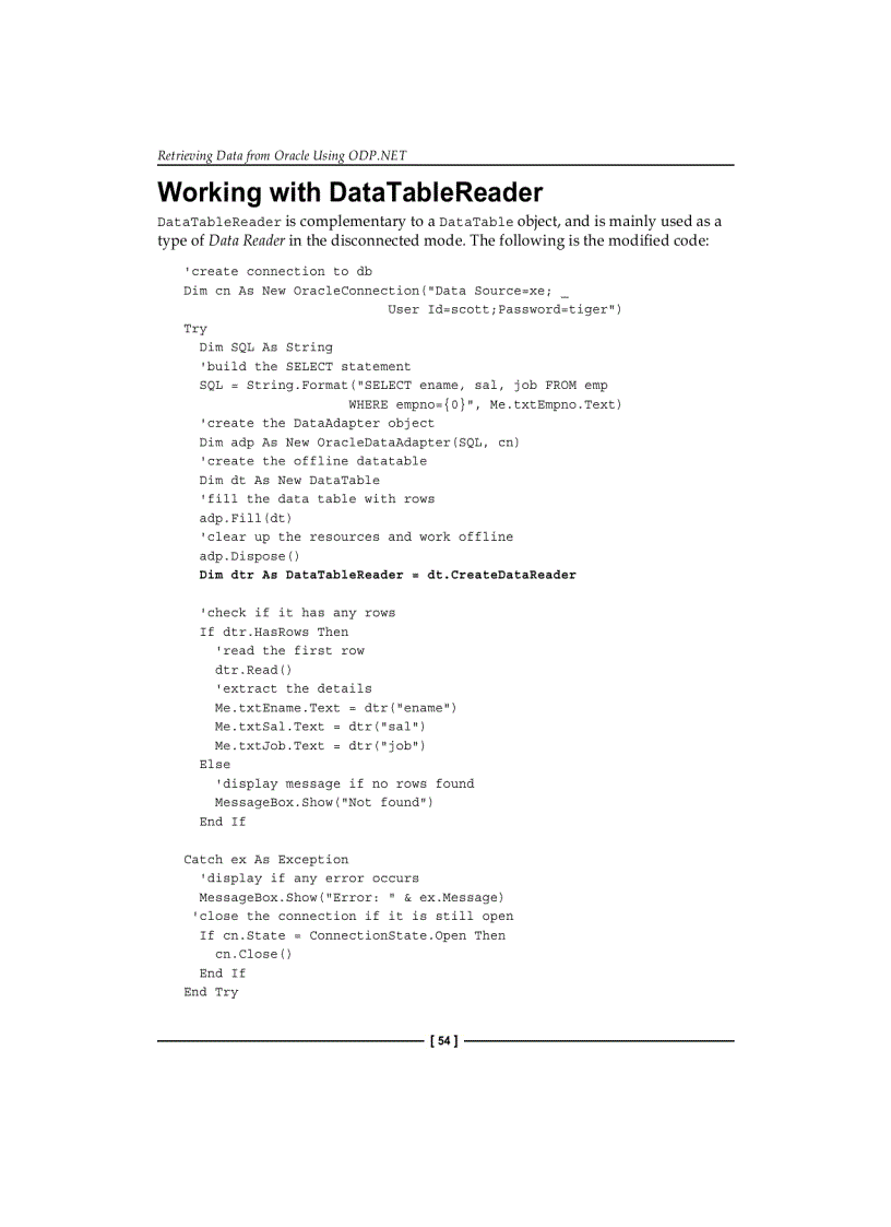 image for page Retrieving Data from Oracle Using ODP NET