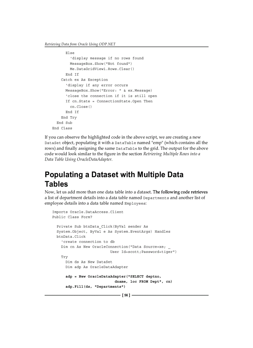 image for page Retrieving Data from Oracle Using ODP NET