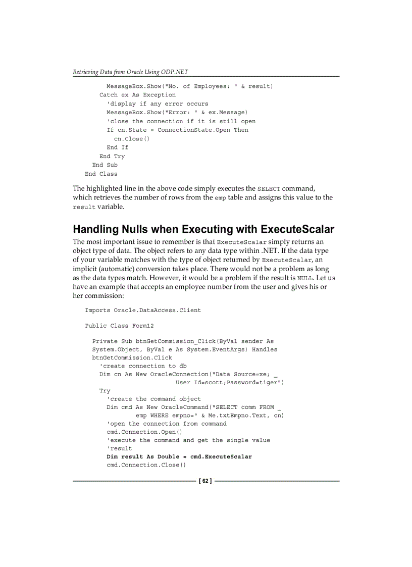 image for page Retrieving Data from Oracle Using ODP NET