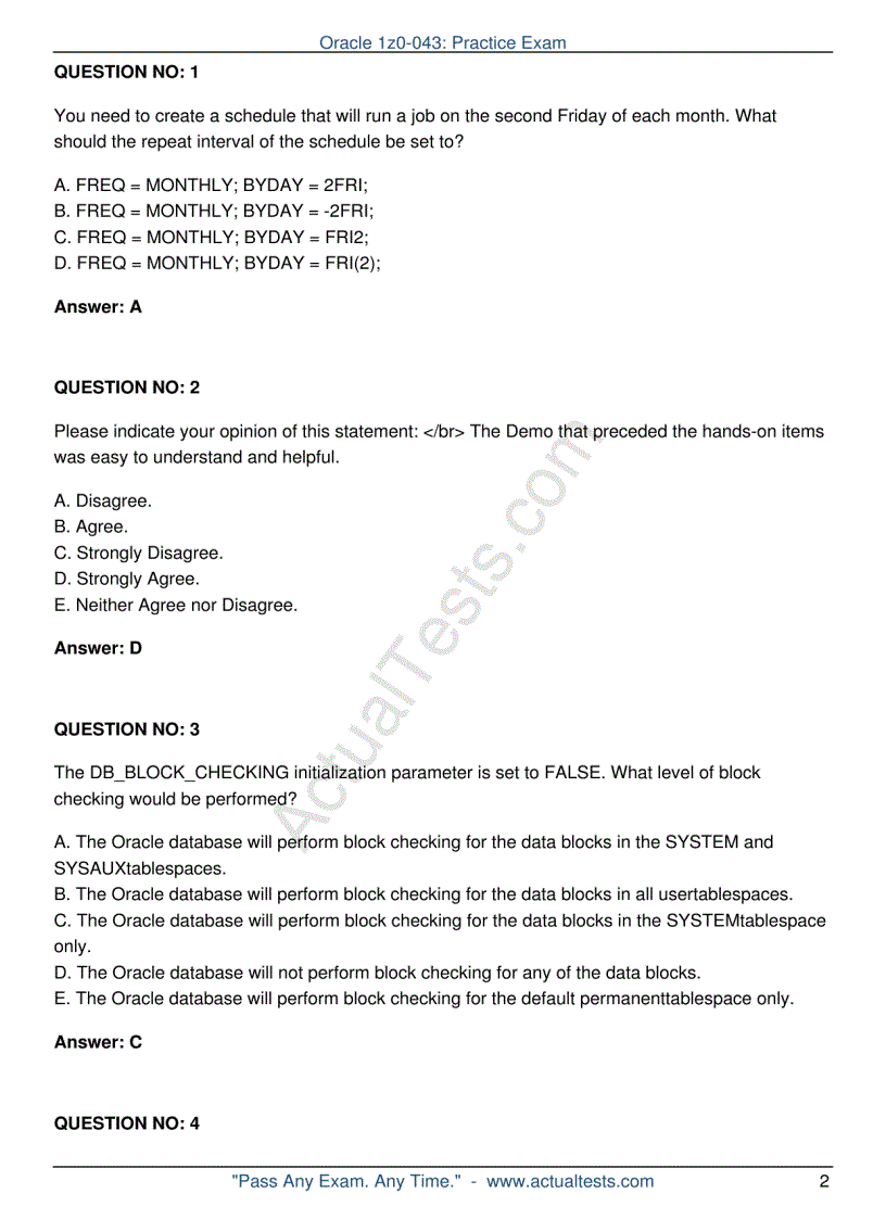 image for page Oracle 1z0 043 Oracle Database 10g Administration