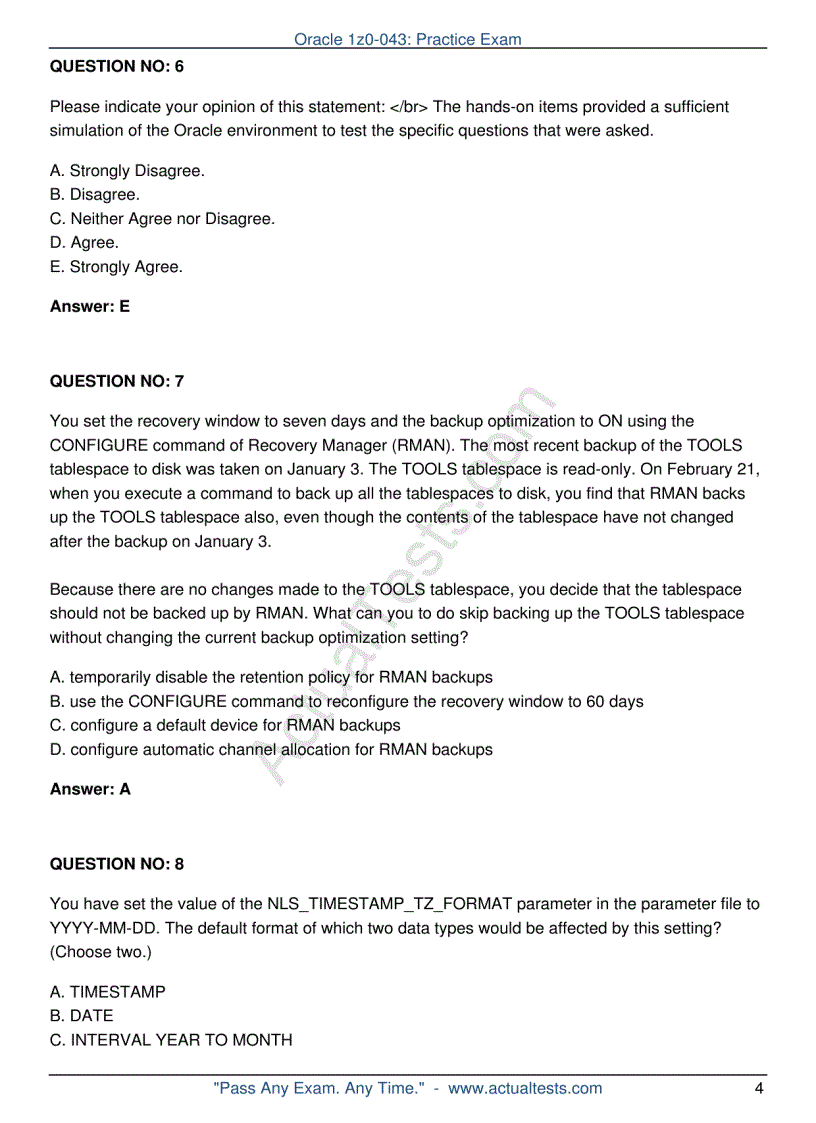 image for page Oracle 1z0 043 Oracle Database 10g Administration
