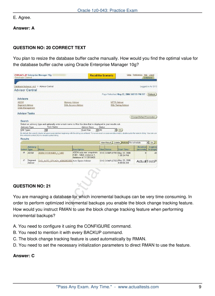 image for page Oracle 1z0 043 Oracle Database 10g Administration