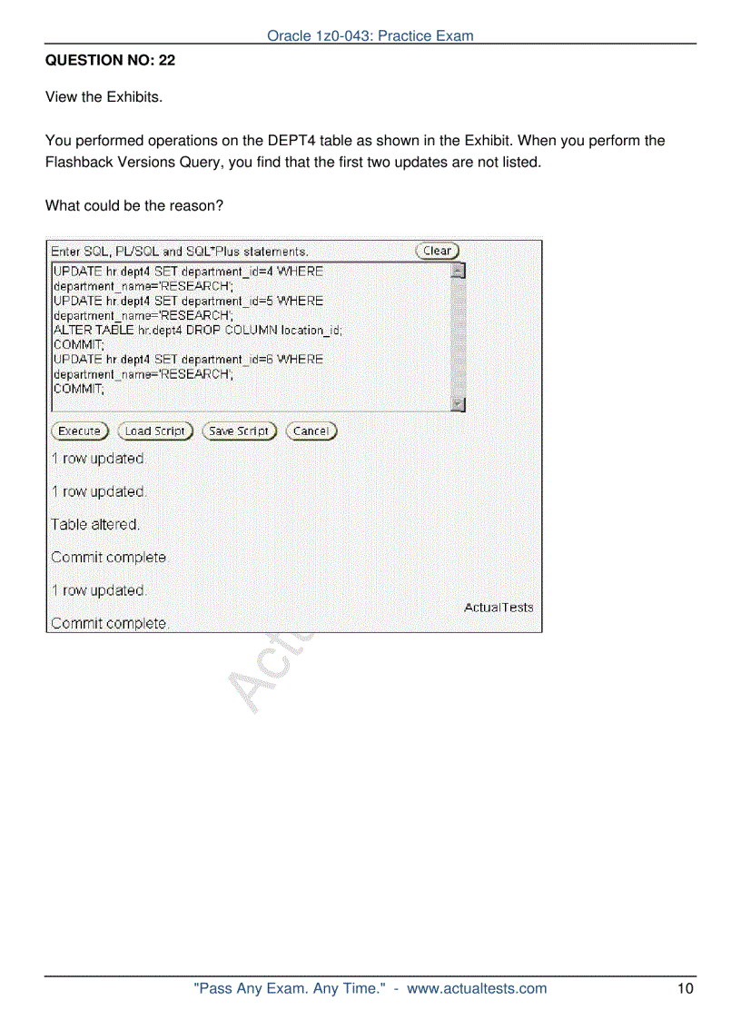 image for page Oracle 1z0 043 Oracle Database 10g Administration