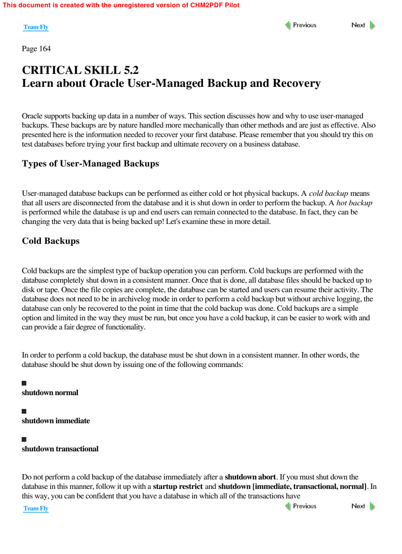 image for page Backup and Recovery