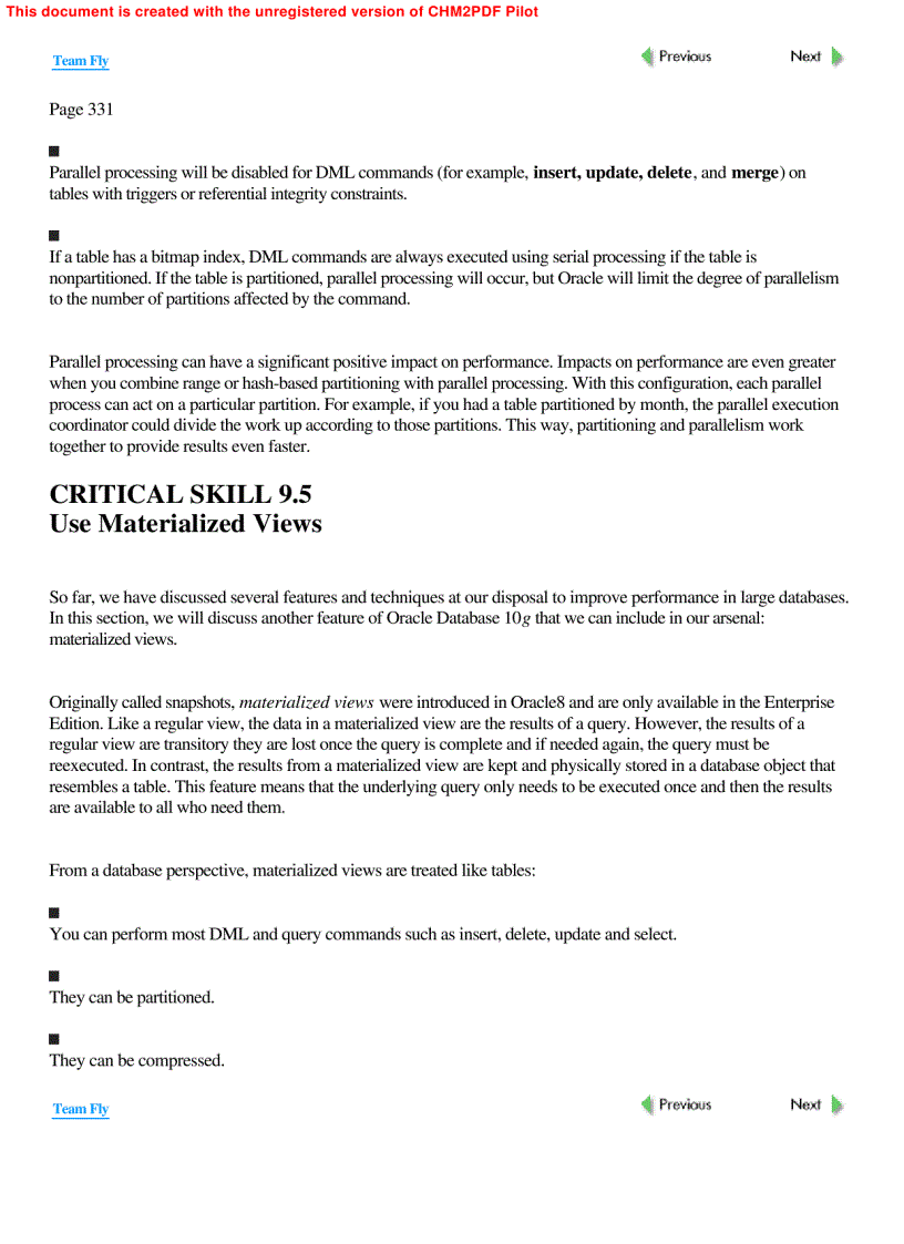 image for page Large Database Features