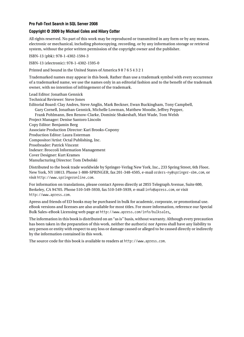 image for page Pro Full Text Search in SQL Server 2008