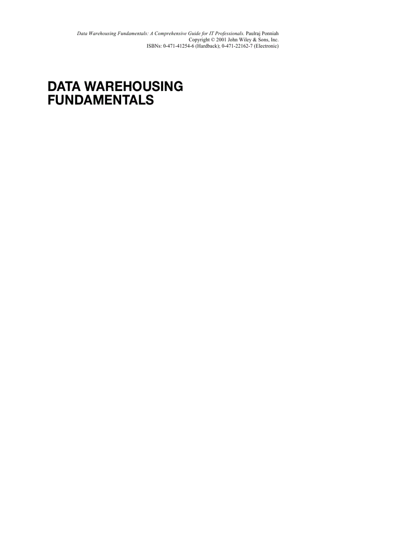 Data warehousing fundamentals