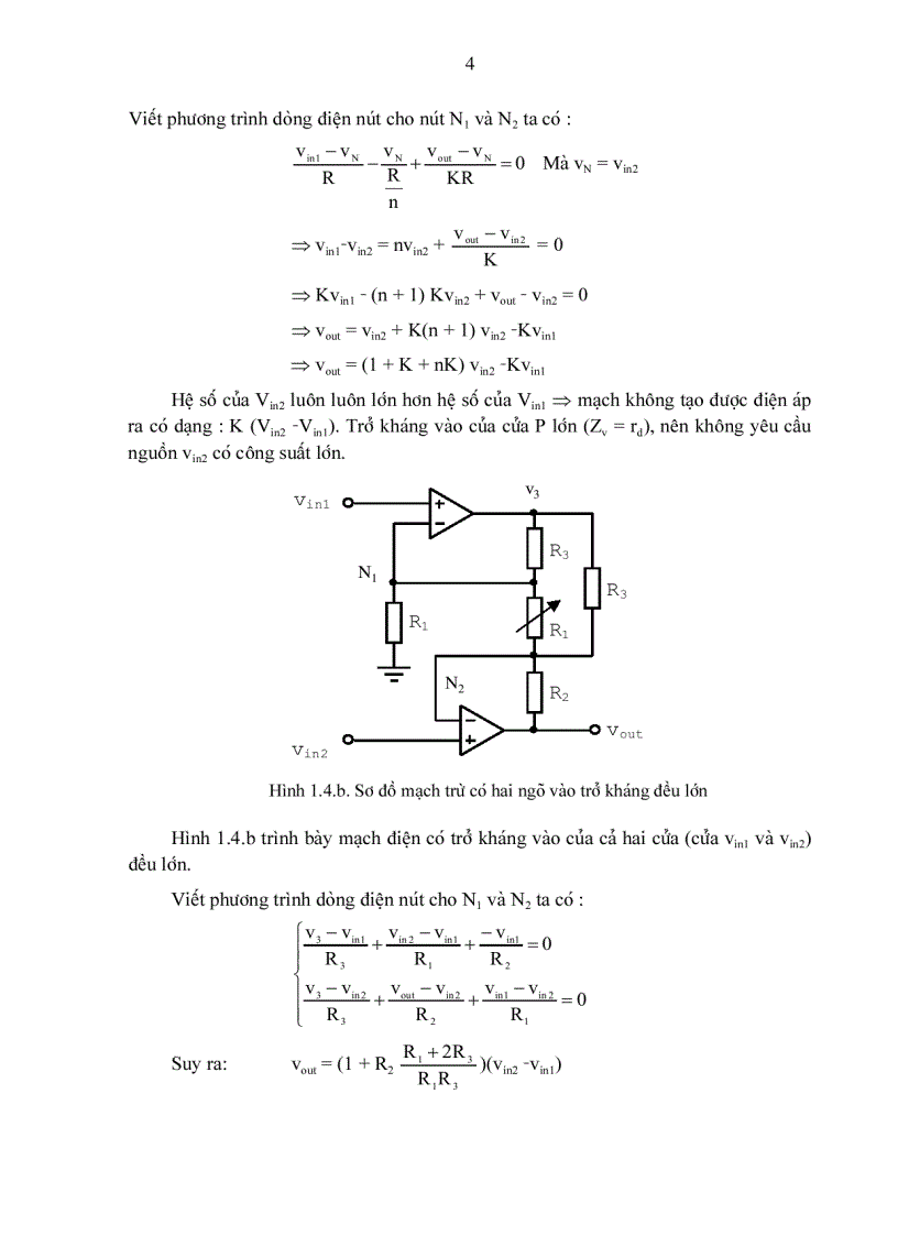 Các mạch tính toán điều khiển và tạo hàm dùng khuếch đại thuật toán