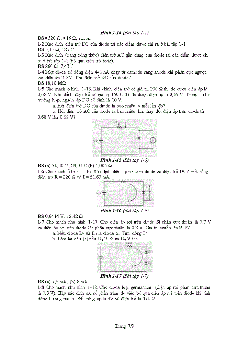 image for page Tóm tắt lý thuyết và bài tập phần diode