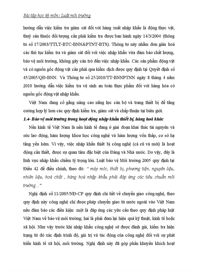 image for page Tác động của hội nhập kinh tế đến bảo vệ môi trường bằng pháp luật trong các lĩnh vực nhập khẩu