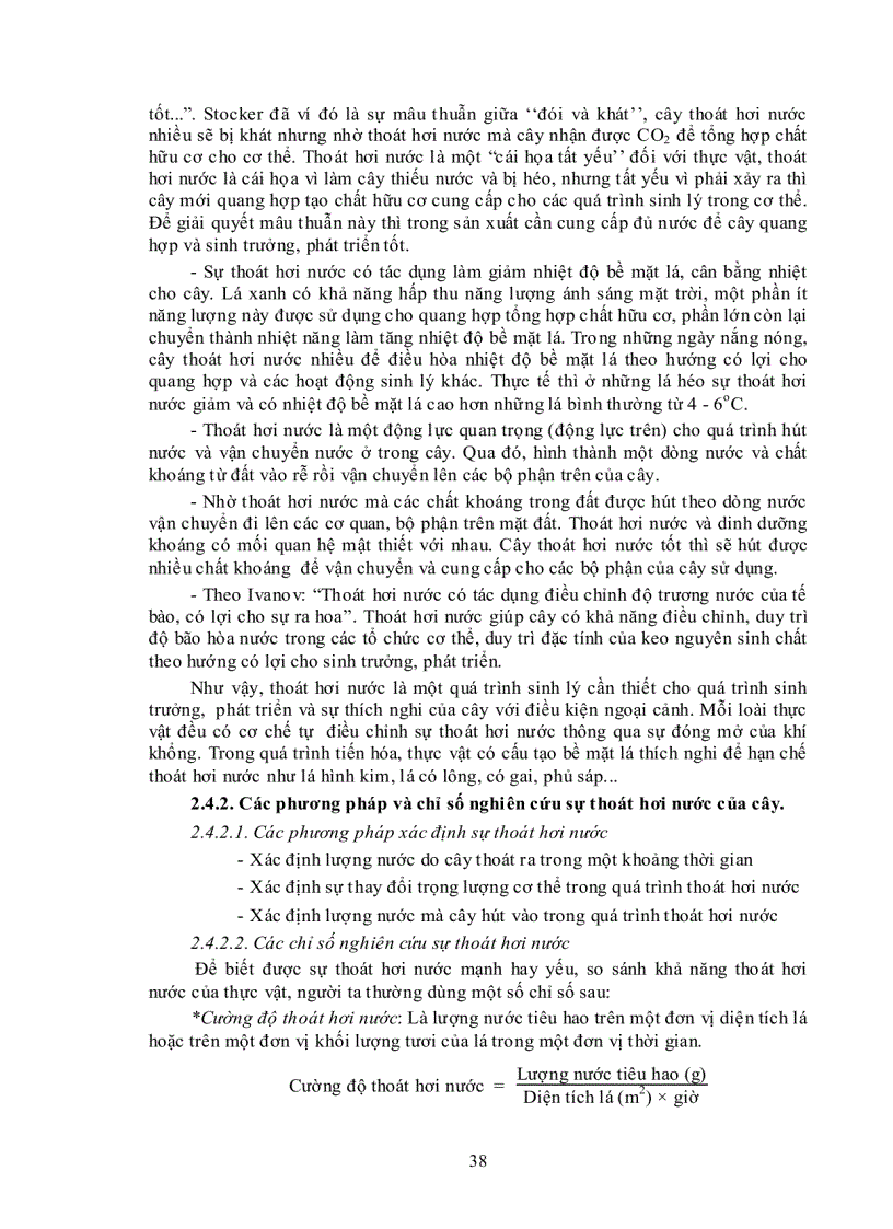 image for page Vai trò của nước đối với thực vật và khái niệm về sự trao đổi nước