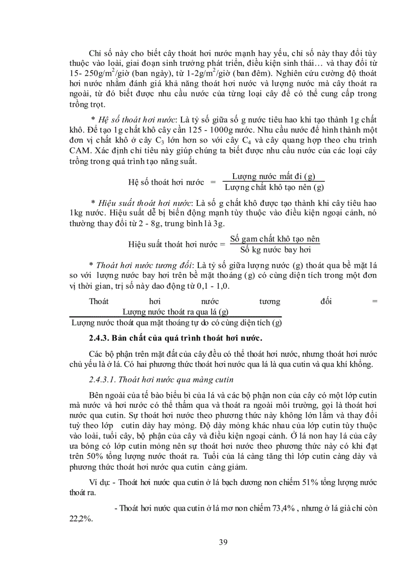 image for page Vai trò của nước đối với thực vật và khái niệm về sự trao đổi nước