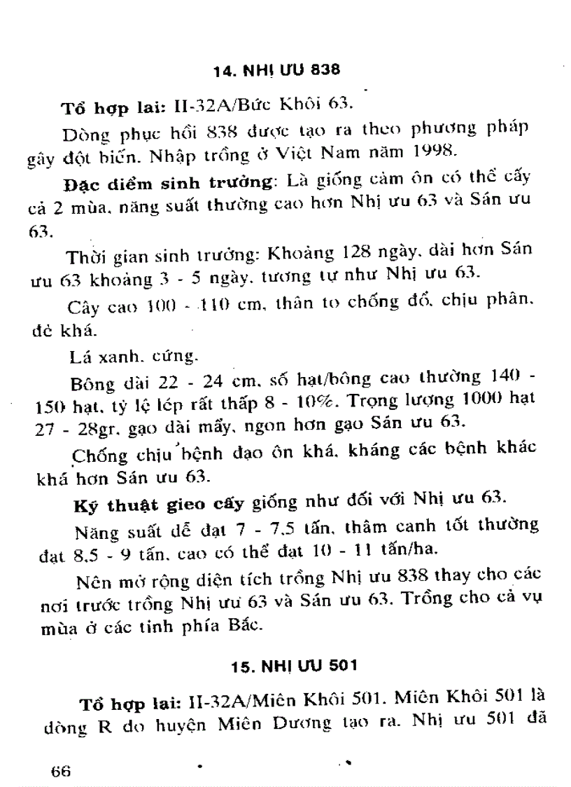 Đặc tính của giống