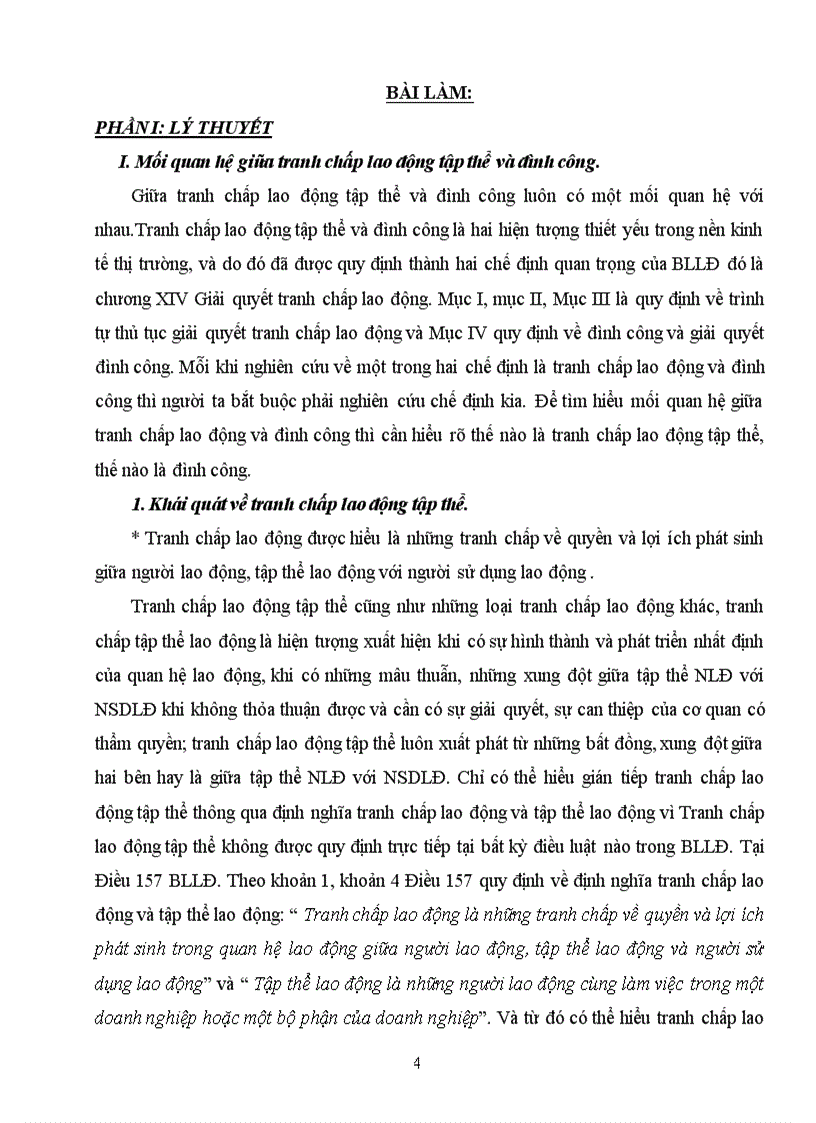 image for page Nêu mối quan hệ giữa tranh chấp lao động tập thể và đình công Tình huống Đề số 20