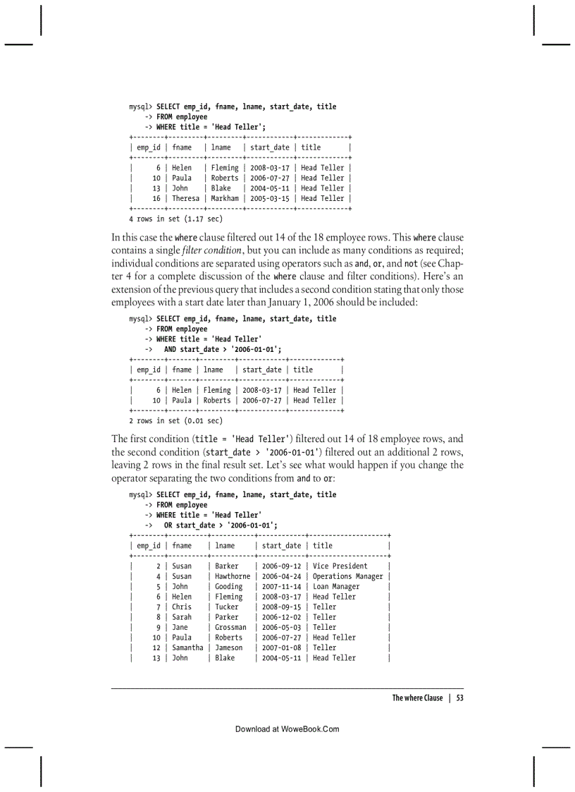 image for page The where Clause