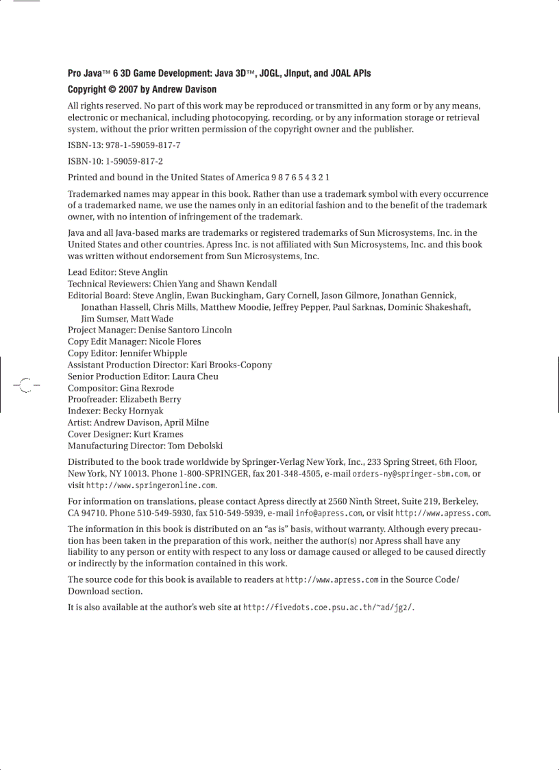 image for page Pro Java 6 3D Game Development Java 3D JOGL JInput and JOAL APIs