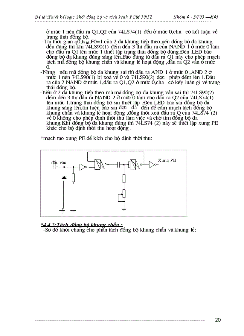 Thiết kế logic khối đồng bộ và tách kênh PCM 30 32