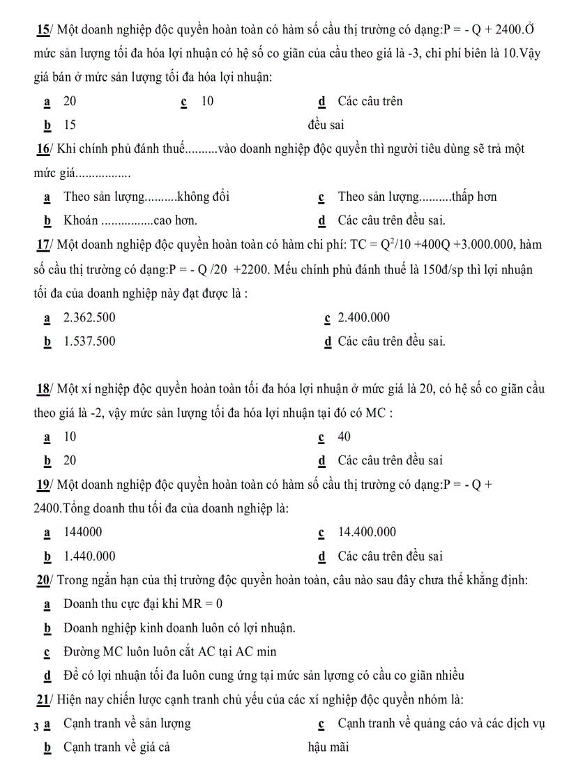 image for page Đề thi trắc nghiệm Kinh Tế Vi Mô có đáp án ĐH Ngoại Thương TP HCM