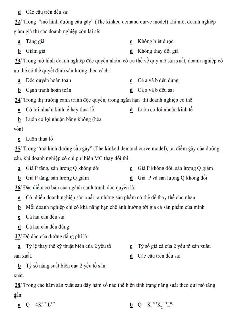 image for page Đề thi trắc nghiệm Kinh Tế Vi Mô có đáp án ĐH Ngoại Thương TP HCM