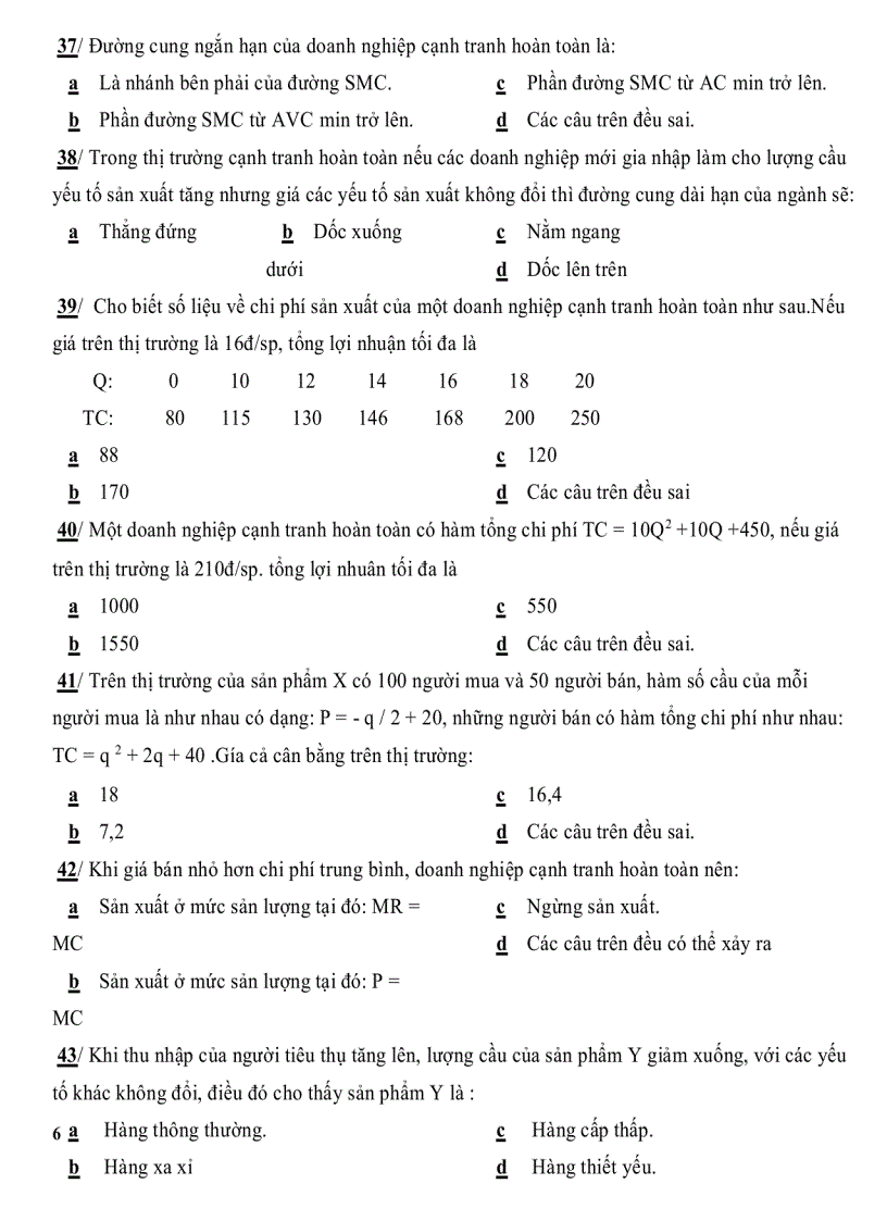 image for page Đề thi trắc nghiệm Kinh Tế Vi Mô có đáp án ĐH Ngoại Thương TP HCM